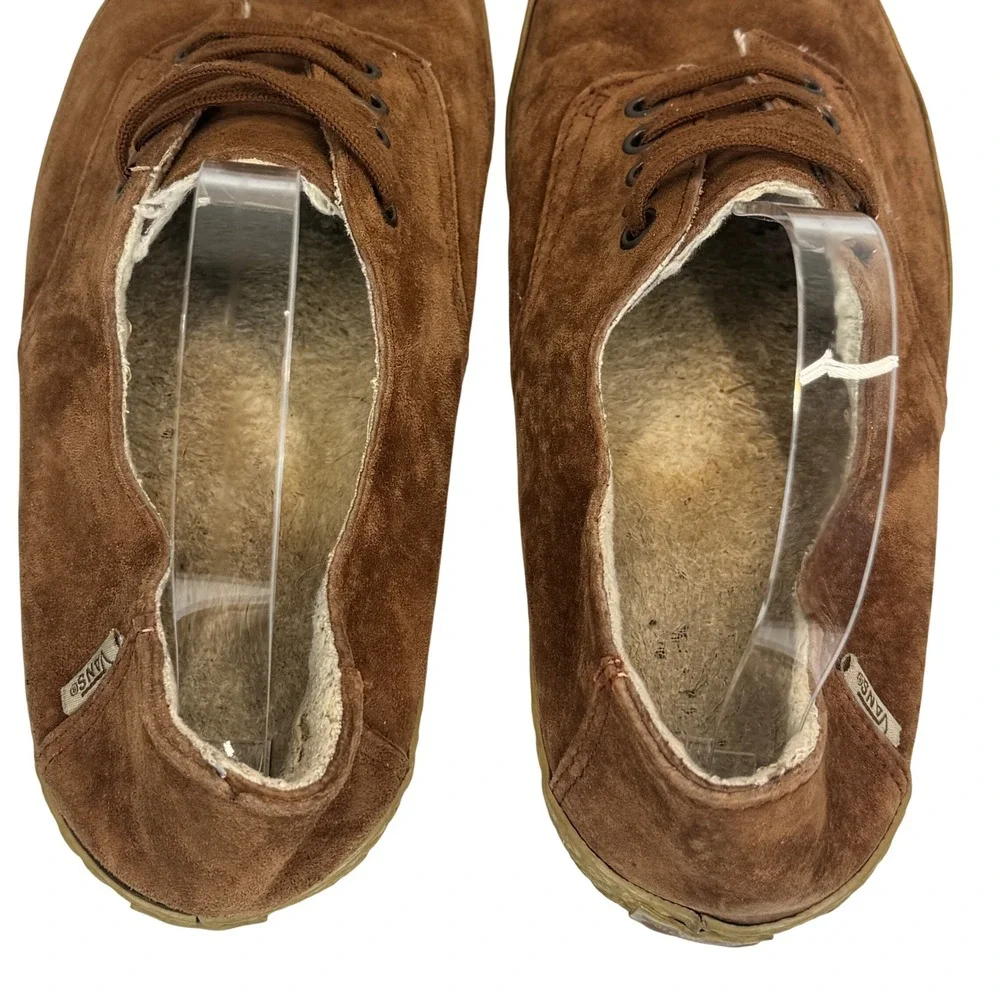 Vans Women's 8.5 Suede Fleece Lined Sneakers‎ Brown Cozy Retro Low Top Shoes